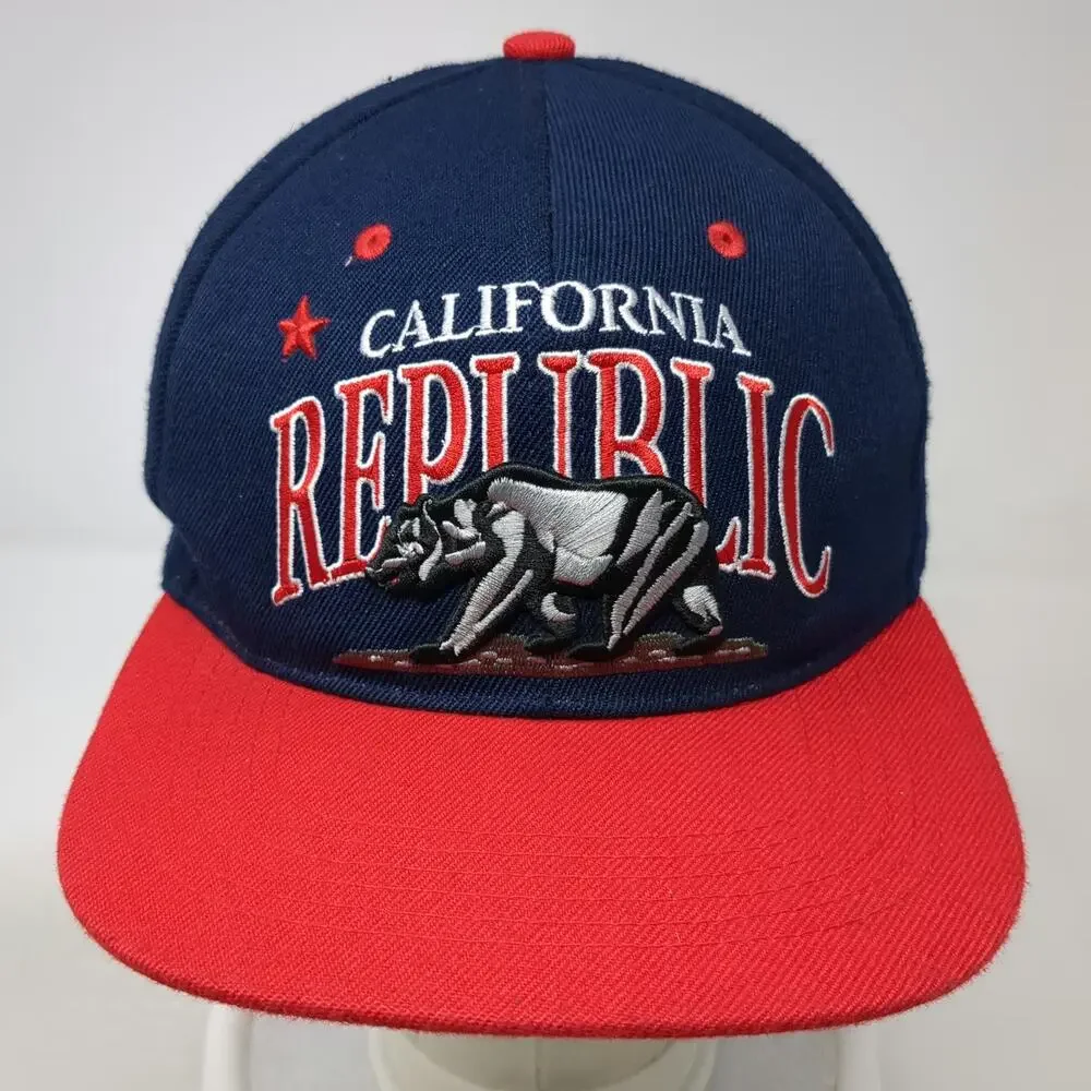 Super Fit Snapback Blue Red One Size California Republic Bear Cali State Hat